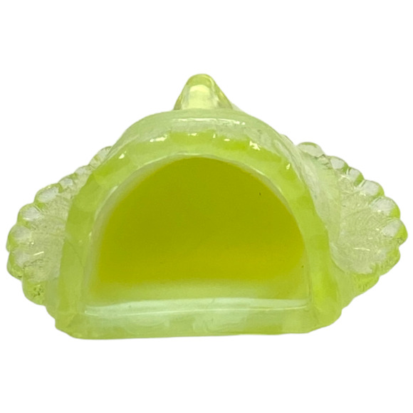 Boyd Glass Indian Head Toothpick Holder 1997 Lemon Custard Vaseline GLOWS  B443 - Picture 8 of 15